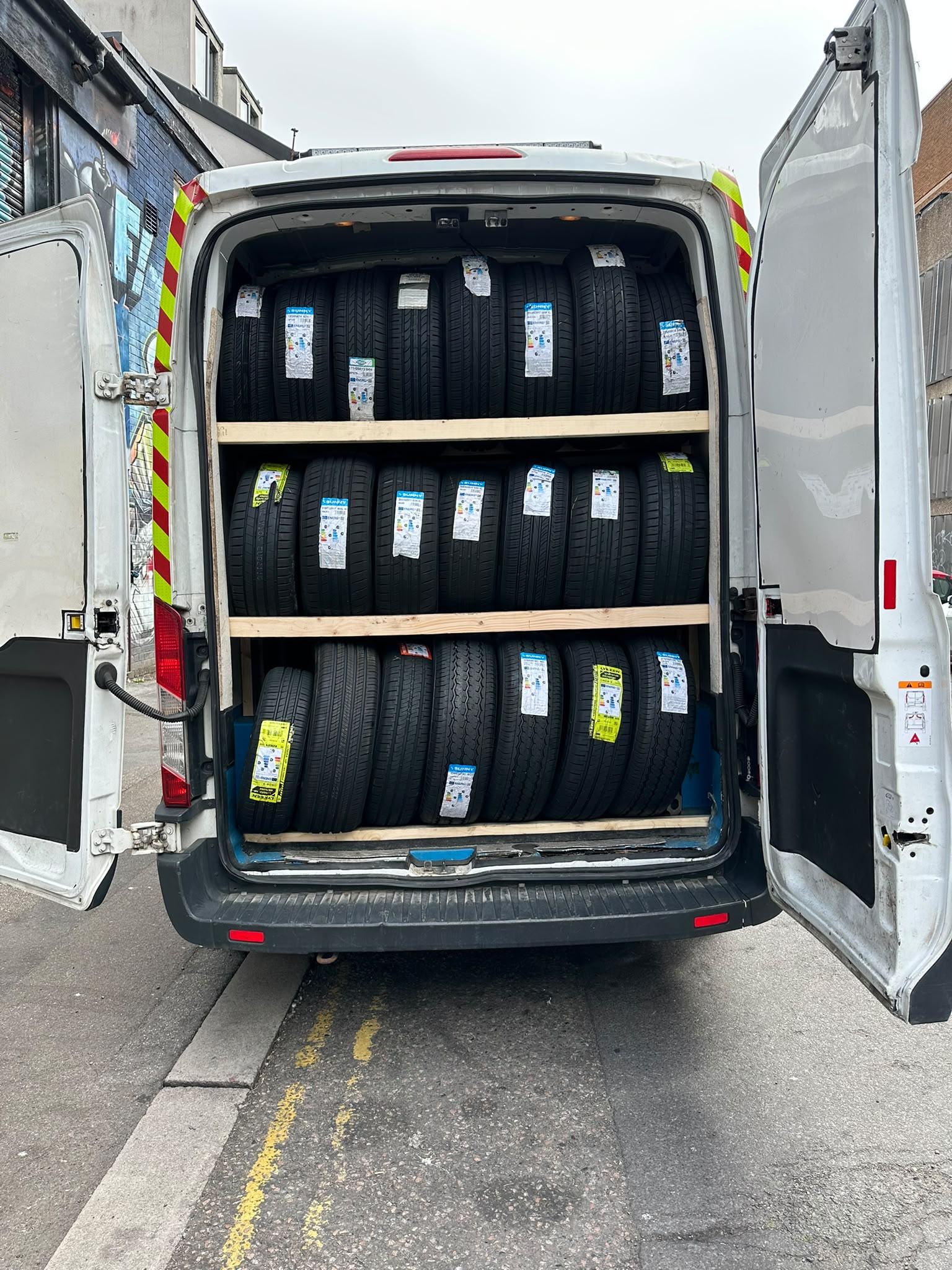 Rear of the BB Tyres mobile fitting van