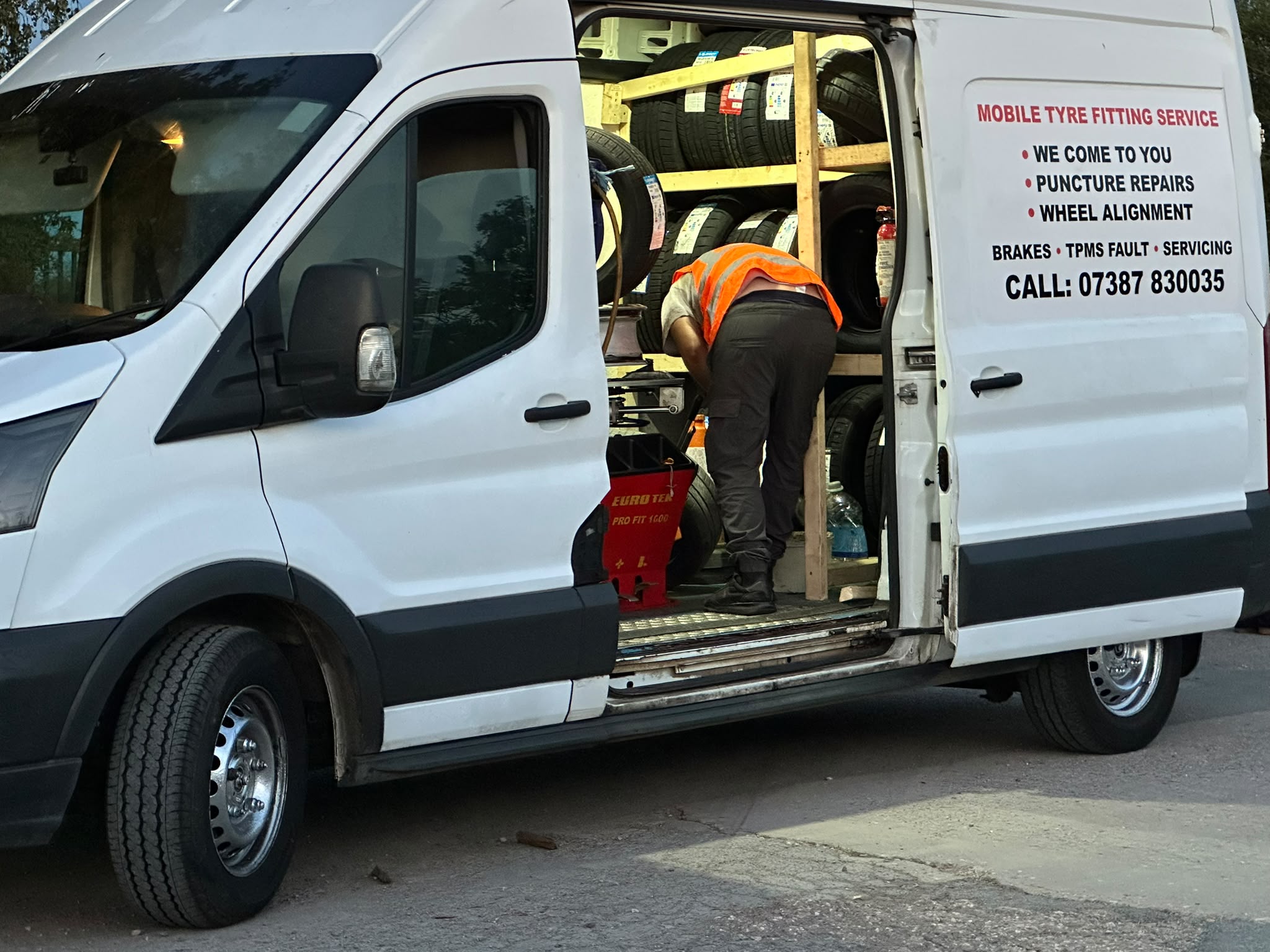 BB Tyres mobile fitting van parked outside on a call-out